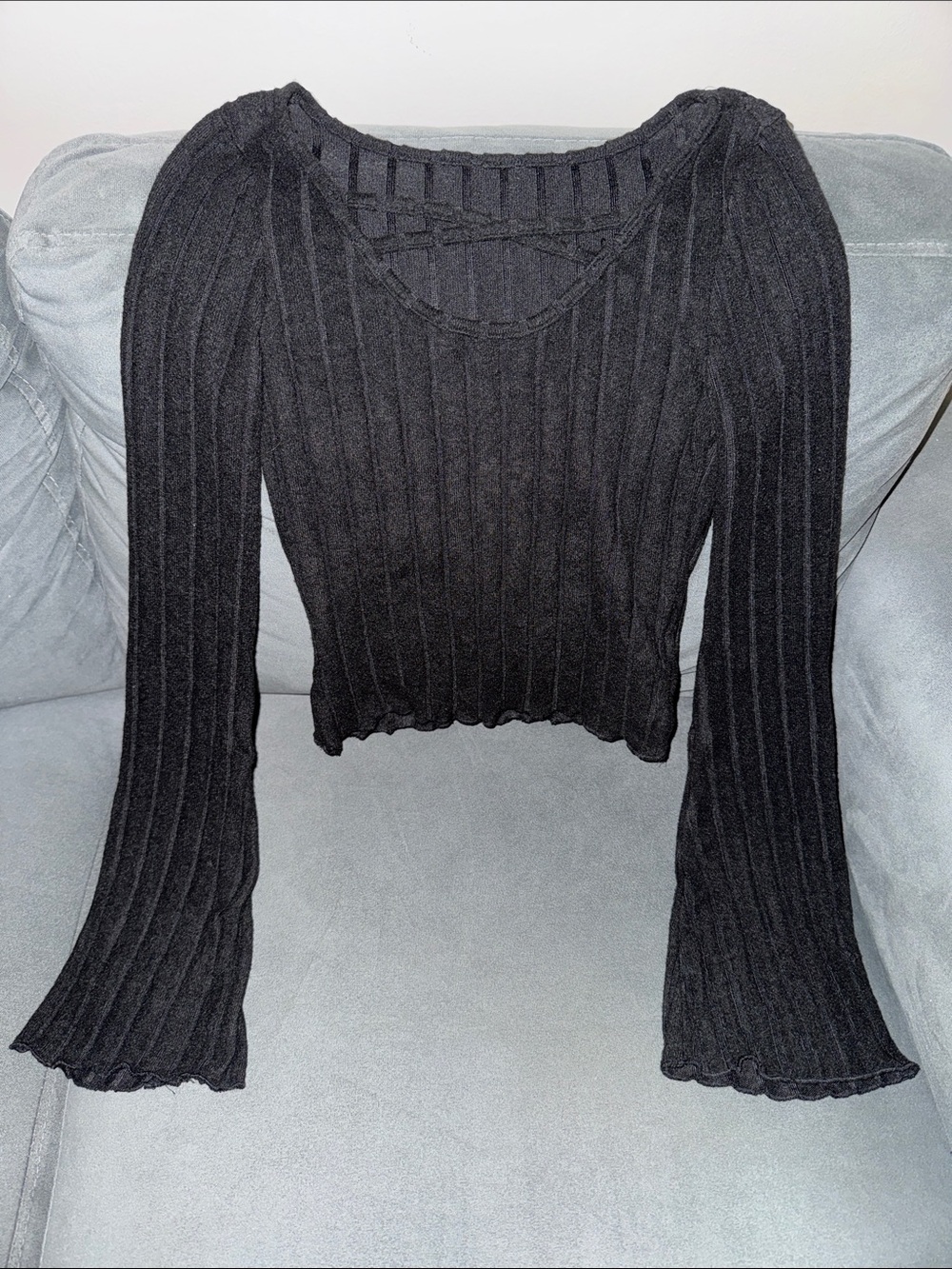 Women’s Black Ribbed Long-Sleeve Sweater
